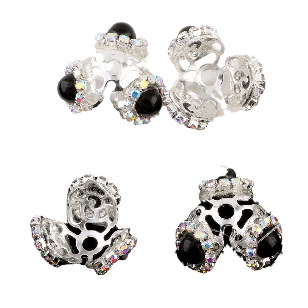 Wholesale 10pcs/pack Heavy rhinestone five-pointed star perforated torus DIY alloy accessories